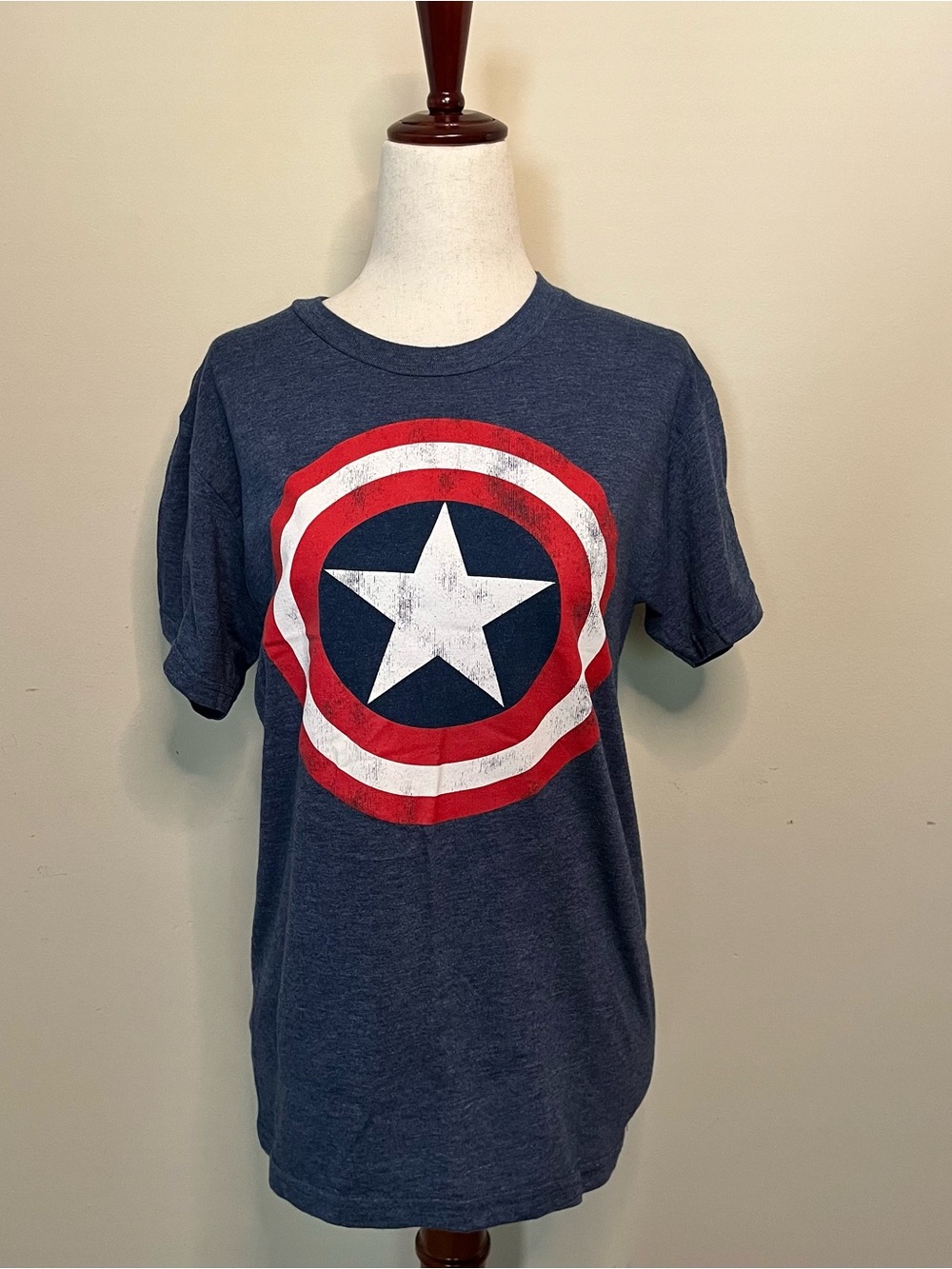 Marvel Navy Tee with Red & White Captain Shield